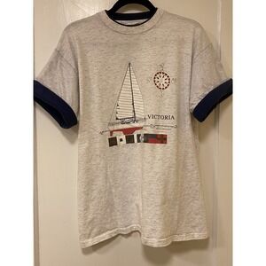 Victoria Sailboat Graphic T-Shirt M Vintage Single Stitch
